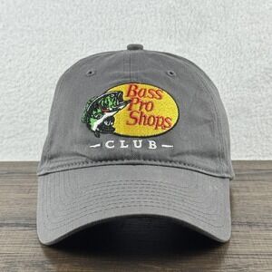 Bass Pro Shops Hat Cap Strap‎ Back Gray Club Embroidered Patch Fishing Mens